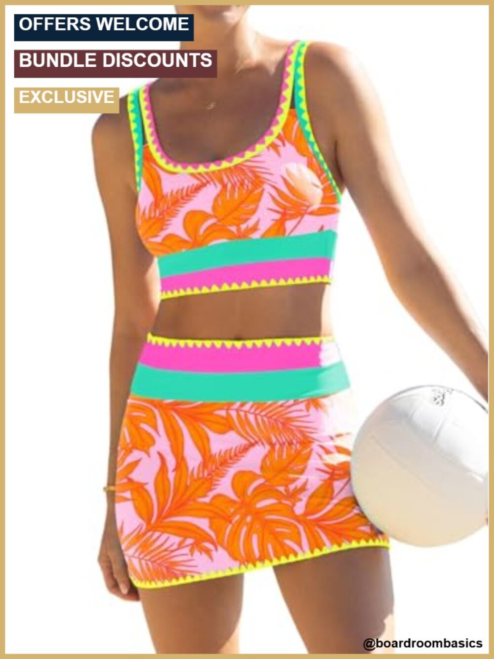 High Waisted Tummy Control Bikini Set Skirt 3 Piece Swimwear